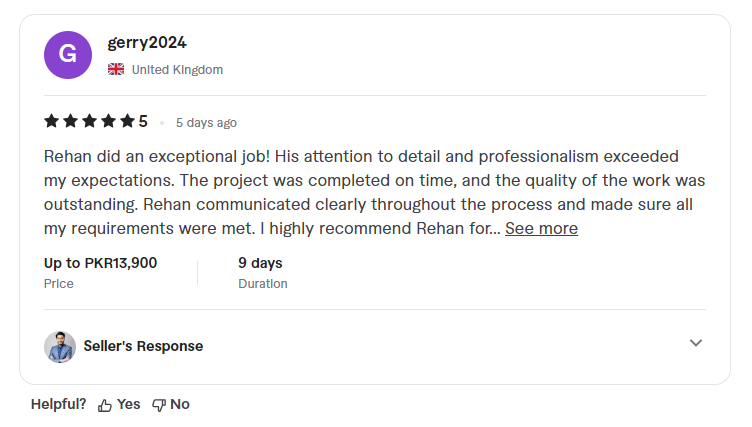 Fiverr Feedback Screenshot